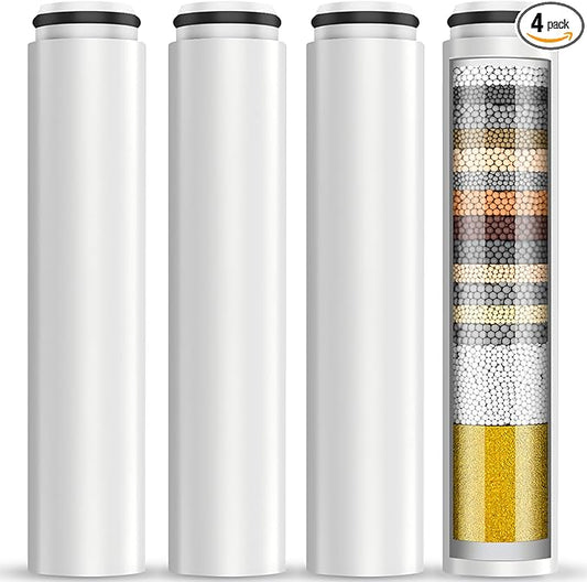 Cobbe 4 Pack Replacement Filters for Handheld Shower Head - Water Softener Filters Beads for Hard Water - Remove Chlorine - Reduces Dry Itchy Skin