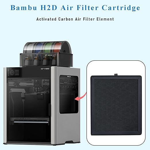 H2D Activated Carbon Air Filter, 3D Printer Activated Carbon Air Purifier Filter Replacement Accessories, for Bambu Lab H2D/H2D Laser, 1 Pack