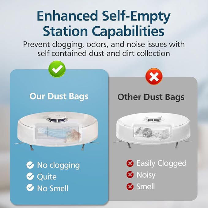 8 Pack Dust Bags for Narwal Freo X Ultra & Freo X Plus Robot Vacuum, 1L Capacity Disposable Dust Bag Replacement with Built-in Hepa Fil-ter