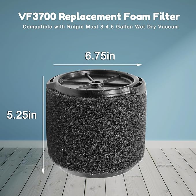 2 Pack VF3700 Replacement Filter for Ridgid for Shop Vac 4-4.5 Gallon Wet Dry Vacuum Cleaner, Fit WS0301VA WS0400DE WS14045