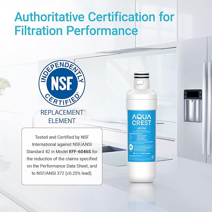 AQUA CREST LT1000PC ADQ747935 MDJ64844601 Refrigerator Water Filter, Replacement for LG® LT1000P®, LT1000PC, LT1000PCS, ADQ74793501, ADQ74793502, LFXS26973S, Kenmore 469980, 9980, 3 Filters