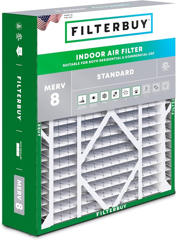 Filterbuy 20x26x5 Air Filter MERV 8 (MPR 700) Dust Defense (1-Pack), Pleated HVAC AC Furnace Filters for Electro-Air, Emerson, Lennox, White Rodgers, & More (Actual Size: 20.00 x 25.88 x 4.88)