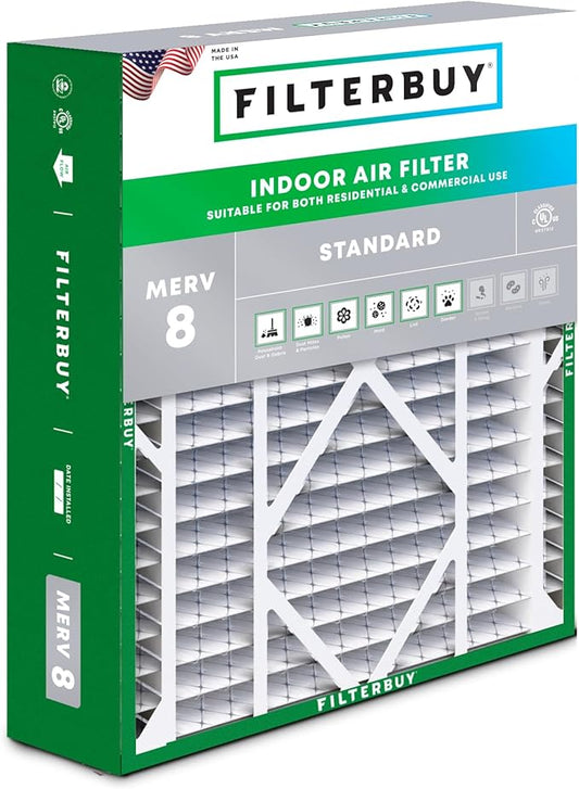 Filterbuy 20x26x5 Air Filter MERV 8 (MPR 700) Dust Defense (1-Pack), Pleated HVAC AC Furnace Filters for Electro-Air, Emerson, Lennox, White Rodgers, & More (Actual Size: 20.00 x 25.88 x 4.88)