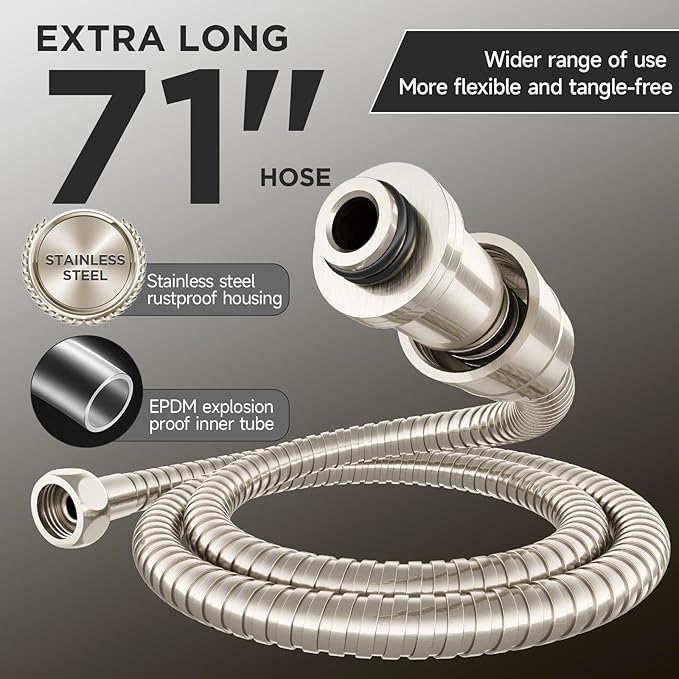 Veken 11.8'' Rain Brushed Nickel Shower Head with Handheld Spray Combo, Extension Arm for Rainfall Showerhead, Muti-modes Massage High Pressure Hand Held Shower Heads with Hose, Anti-Clog Nozzles