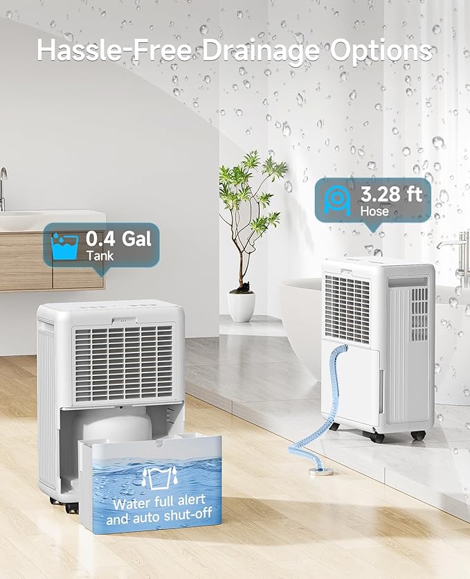 2000 Sq. Ft Dehumidifier for Basement, 30 Pint Dehumidifiers for Home, Bedroom and Bathroom, 3 Modes Dehumidifier with Drain Hose, Smart Humidity Control, 24H Timer (Off-White)
