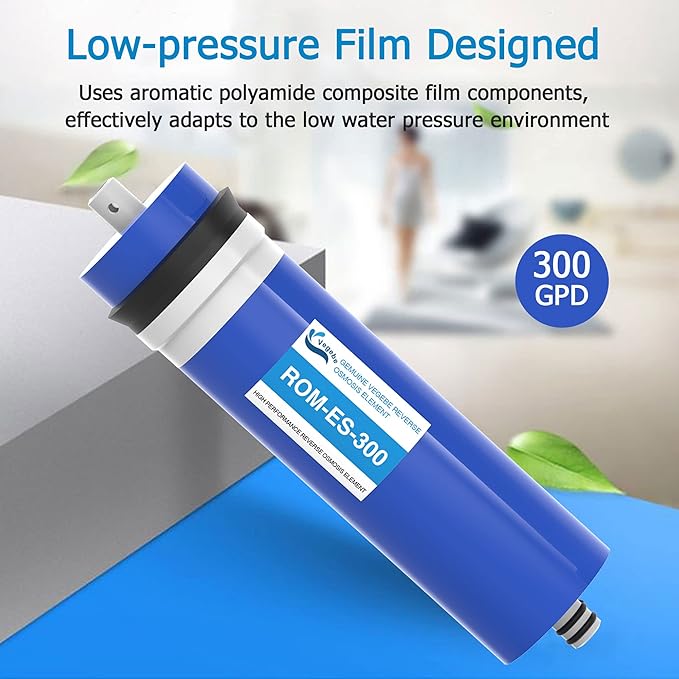 300 GPD RO Membrane Filter Replacement with Reverse Osmosis Membrane Housing, Wrench, 1/4" Quick-Connect Fitting, Check Valve, Fit Under Sink RO Home Drinking Water Filter Filtration Purifier System