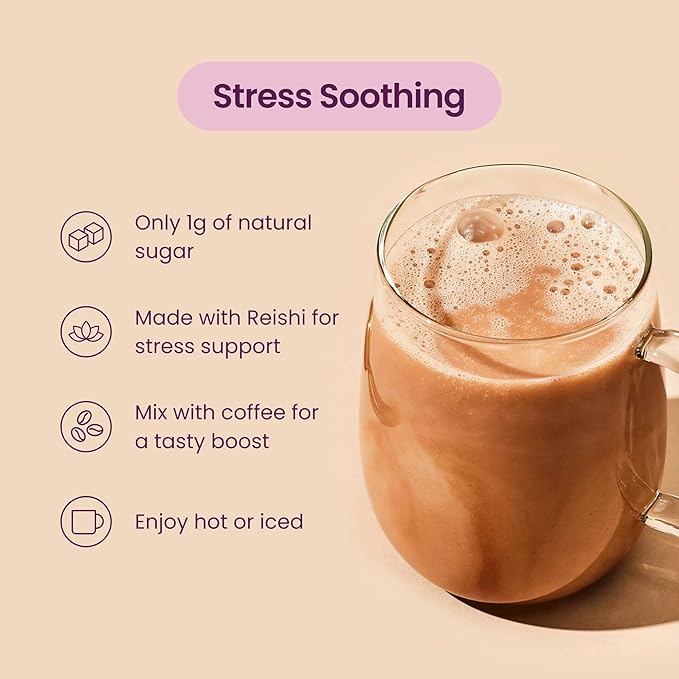 Blume Superfood Latte - Reishi Hot Cacao Powder, Mushroom Powder, Soothing Superfoods, Latte with Brain support, Organic Cocoa Mushroom Coffee Enhancer - Organic, Vegan And Keto Friendly - 25 Servings