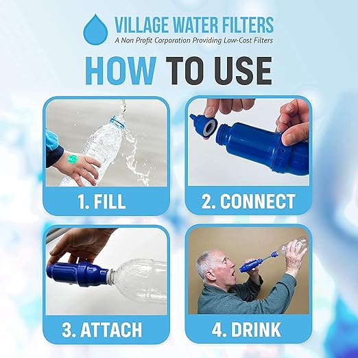 VF100 Portable Water Filtration System. Personal Emergency Gravity Water Filter for Camping, Hiking, Backpacking, Travel, and Outdoor Survival. Works with Bottle, Bag, Bucket, Faucet, or Hose