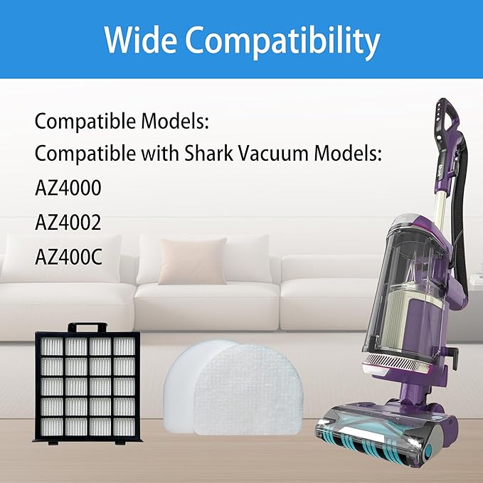Replacement Parts Roller Brush & HEPA Filter Foam & Felt Filters Compatible with Shark Power Detect Upright AZ4000 AZ4002 AZ4002C Vacuum Cleaner