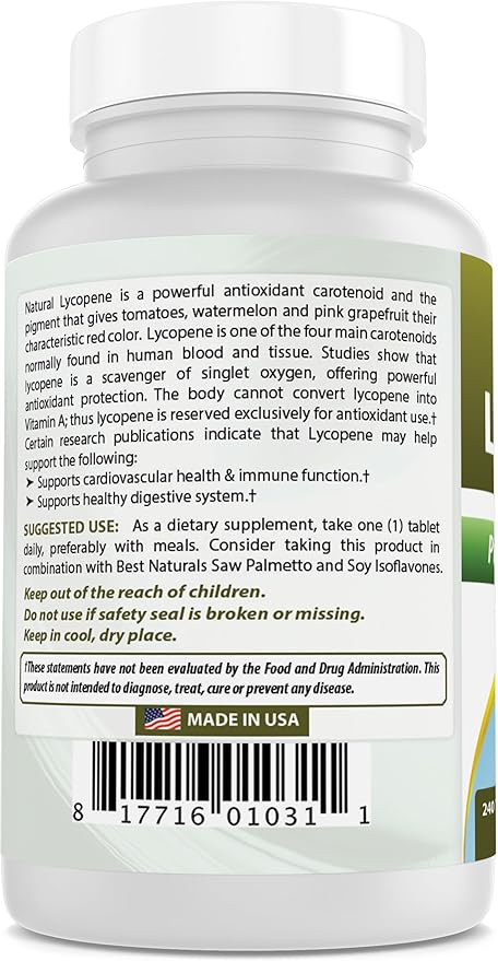 Best Naturals Lycopene Tomato Extract 10 mg 240 Tablets
