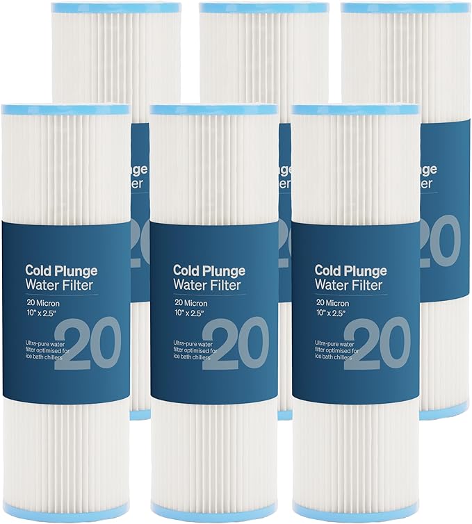 Cold Plunge Filter for Ice Bath Chiller 10" x 2.5" (6 Pack) 20 Micron Water Filter Replacement Cartridge Compatible with 10" Ice Bath Tub and Chiller Water Filter Housing 10 x 2.5 inch Water Filters