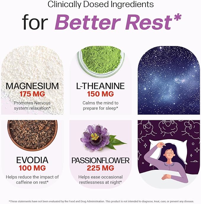 Life Happns Do Not Disturb Sleep Aid for Adults Natural Supplement with L-Theanine, Magnesium, Passion Flower & Evodia Fruit for Restorative Sleep Melatonin-Free, Non Habit-Forming, 60 Capsules