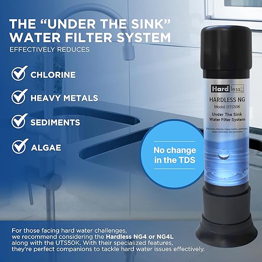 Under The Sink Water Filter - Removes Chlorine, Sediment, & Impurities for Cleaner, Better Tasting Water, Dual-Stage Filtration - Good for 4-Year Lifespan or 40,000 Gallons Capacity