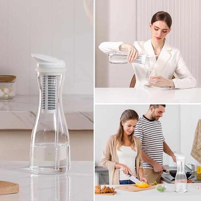 Replacement Filters Compatible with All FACHIOO and Puro® Glass Water Filter Pitcher,Filters 211 Gallons,Carbon Water Filter Removes Lead,Odors,Microplastics, Chlorine,Impurities (Pack of 3)