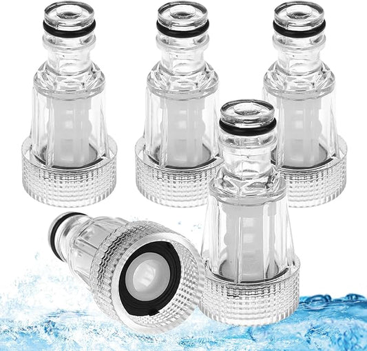 5Pcs Pressure Washer Water Inlet Filter Replacement, 3/4" Thread Quick Connector Car Washing Machine Water Filters for PW909103K Garden Hose Adapter