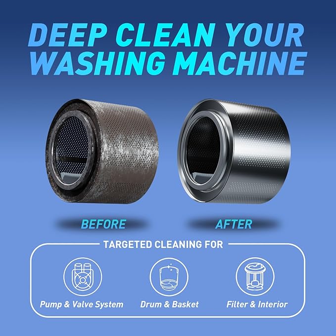 Washing Machine Cleaner Tablets 30 Pack - HE Top Load & Front Load Washer Cleaner, Eco Friendly Septic Safe, 3 Layers Deep Cleaning, Descaler & Deodorizer, 1+ Year Supply (30 Count