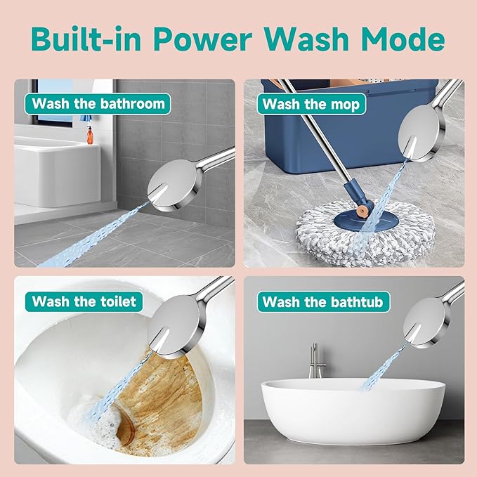 6“ Filtered Shower Head with Handheld, 6 Modes High Pressure Shower Head with Filter for Hard Water, Detachable Showerhead with Stainless Steel Hose and Shower Arm Bracket, Chrome-White