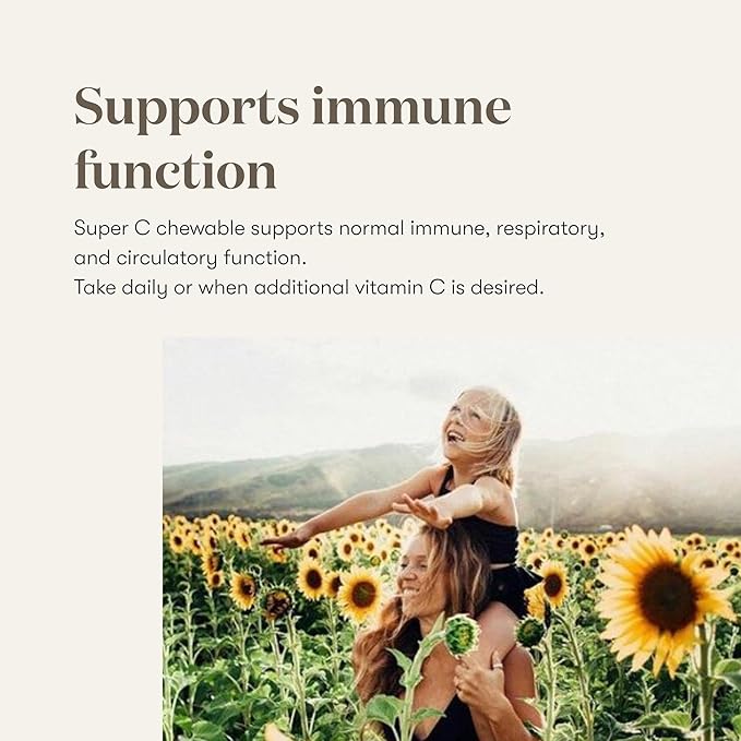 Young Living Super C Chewable Tablets 90ct - Vitamin C Supplement with Blend of Camu Camu, Acerola, Cherry, and Rose Hip Fruit Powder and Orange Premium Essential Oil