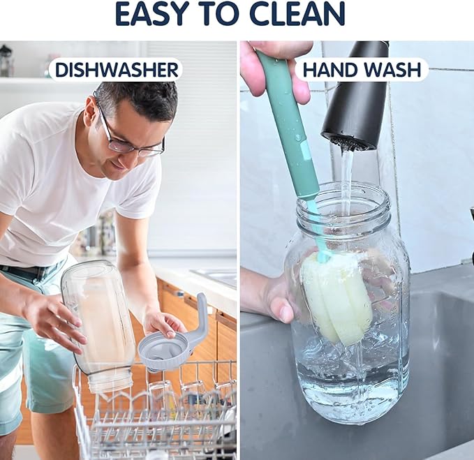 Glass Pitchers with Lid, Set of 2, Wide Mouth Water Jugs 64OZ Leak-Proof Airtight Mason Jars for Cold Brew Coffee, Iced tea, Milk, Food Storage, Sun Tea Jar., Black