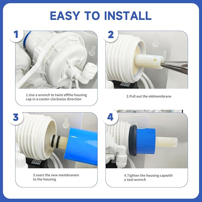 50 GPD RO Membrane Filter Replacement, Reverse Osmosis Membrane Element 11.75" x 1.75" Water Filter Replacement for Undersink Home Drinking RO Water Filtration System