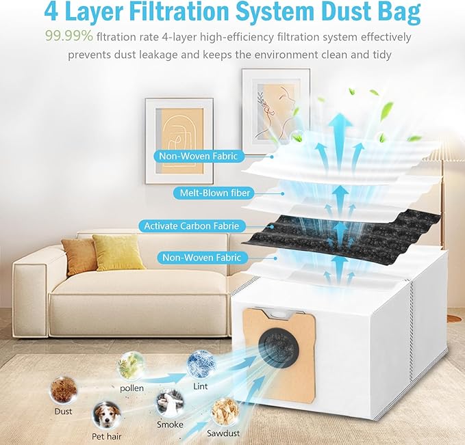 26 Pcs Accessories Kit for Eufy Omni C20 Vacuum Cleaner,Replacement Parts: 2 Main Brushes, 6 Side Brushes, 4 HEPA Filters, 4 Dust Bags, 8 Mop Pads, 2 Tools