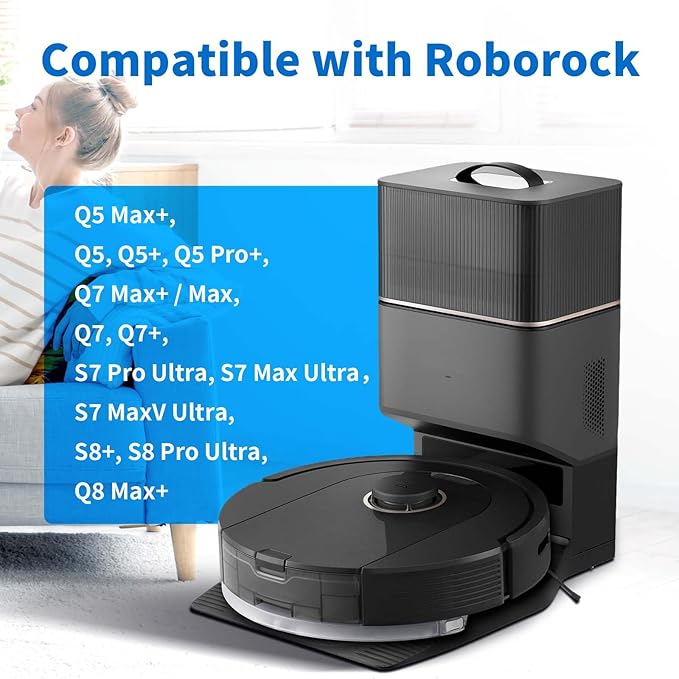 18 Packs Activated Carbon Dust Bag for Roborock S8+, S8 Pro Ultra, Q7/Q7+/Max+/Max, Q5 Max+, Q8 Max+, S7 Pro Ultra/MaxV Ultra/Max Ultra, Q5, Q5+, Q5 Pro+ Robot Vacuum, 3L Large Capacity