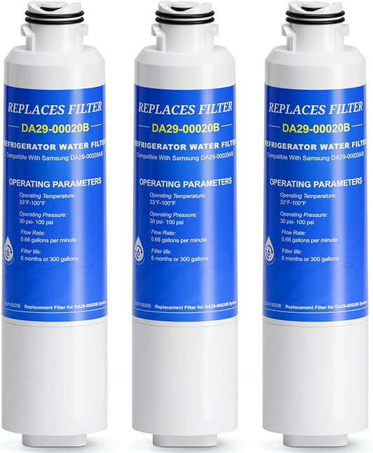 DA29-00020B Filter Compatible with Samsung Water Filter DA29-00020B, DA29-00020A, DA-97-08006A-B, HAF-CIN/EXP, HAF-CIN, HAF-CIN- exp, HAFCIN, 04609101000, 09101, 46-9101, 469101, 3 Pack, By CHOPLO