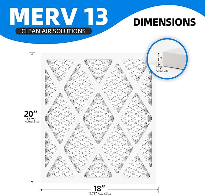 (12 Pack) 18x20x1 Furnace Air Filters, MPR 1900 & FPR 10, MERV 13 Pleated Air Filter (Actual Size: 17.75" x 19.75" x 0.75")