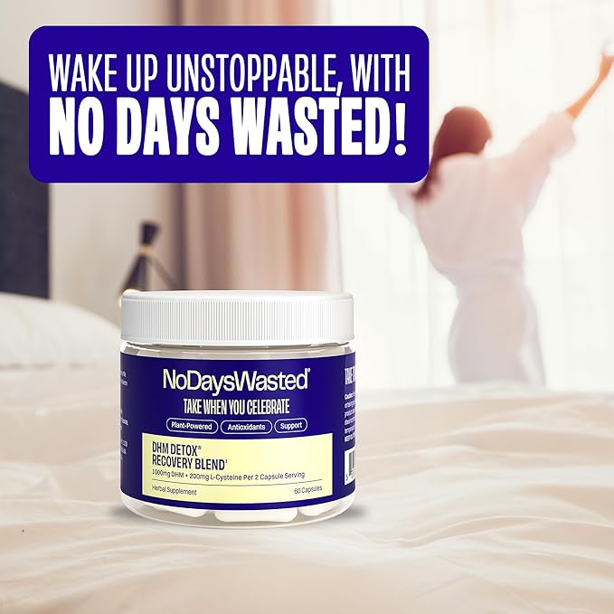 DHM Detox, 60 Capsules (30 Servings) - Jar - Take During Evening for Better Next Day and Recovery