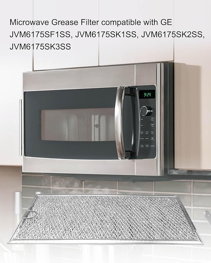 2 Pcs Microwave Grease Filter Fit for GE JVM6175SF1SS, JVM6175SK1SS, JVM6175SK2SS, JVM6175SK3SS