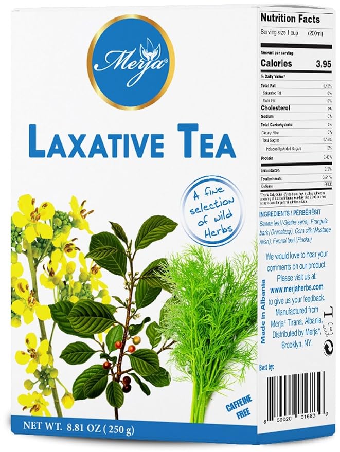Merja Herbs Laxative Herbal Tea - Tea for Colon Cleanse - Mediterranean Loose Tea - Caffeine Free - 100% Natural & Premium Quality 250gr 8.82 oz