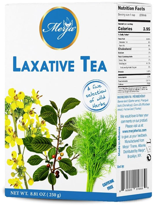 Merja Herbs Laxative Herbal Tea - Tea for Colon Cleanse - Mediterranean Loose Tea - Caffeine Free - 100% Natural & Premium Quality 250gr 8.82 oz