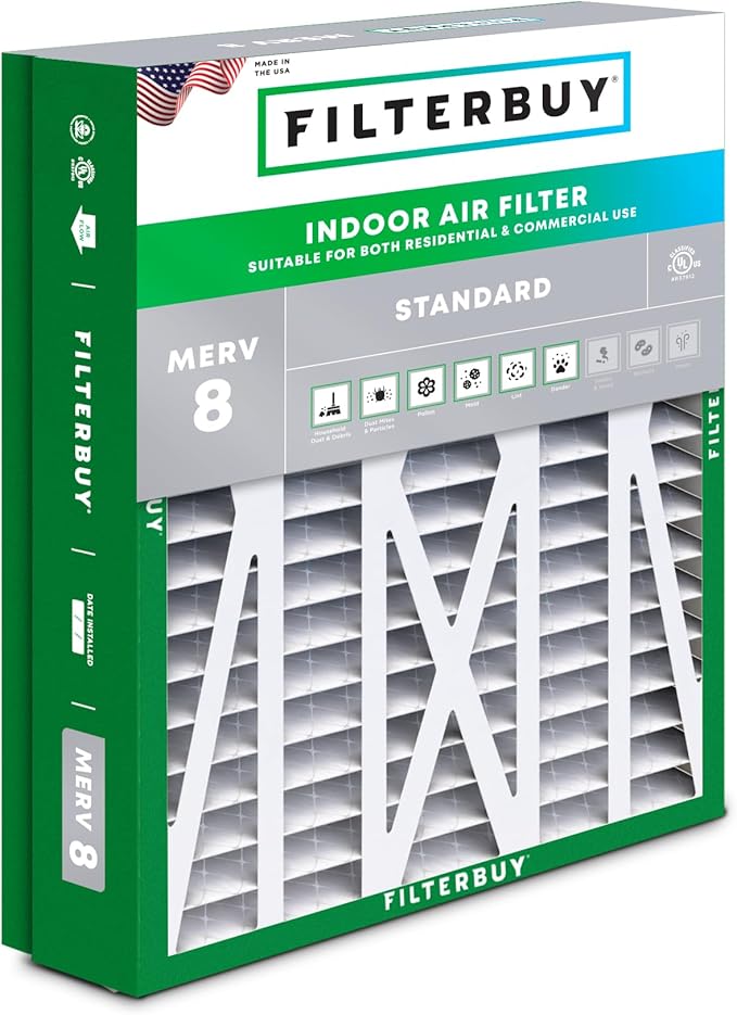 Filterbuy 21x27x5 Air Filter MERV 8 (MPR 700) Dust Defense Replacement (1-Pack), Pleated HVAC AC Furnace Filters for Trane Perfect Fit & American Standard (Actual Size: 20.56 x 26.13 x 4.97)