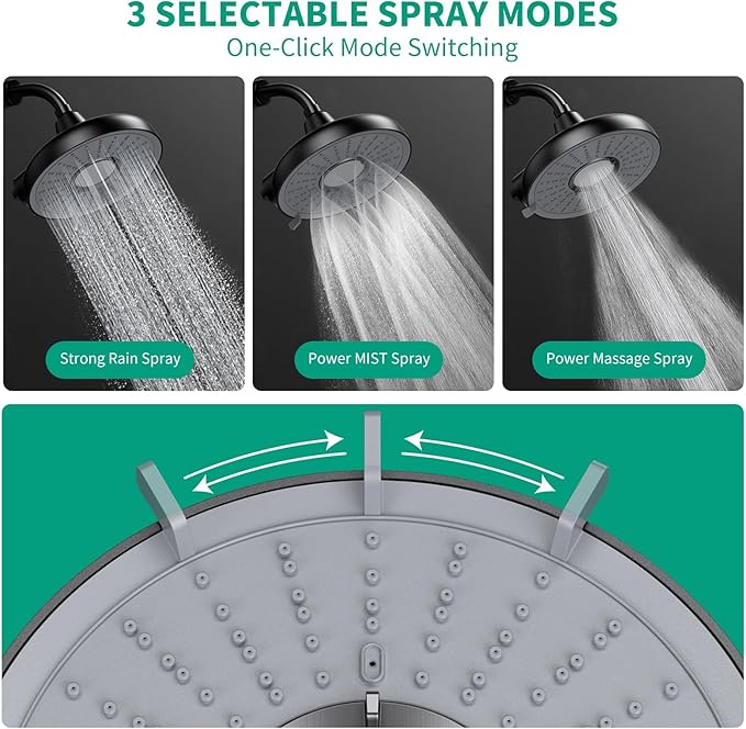Longriver F8 Filtered Shower Head 8 Inch Shower Head High Pressure 3 Rainfall Spray Modes Shower Head Filter for Hard Water, 99% Remove Chlorine, Harmful Substance, Easily Replace the Cartridge,Black