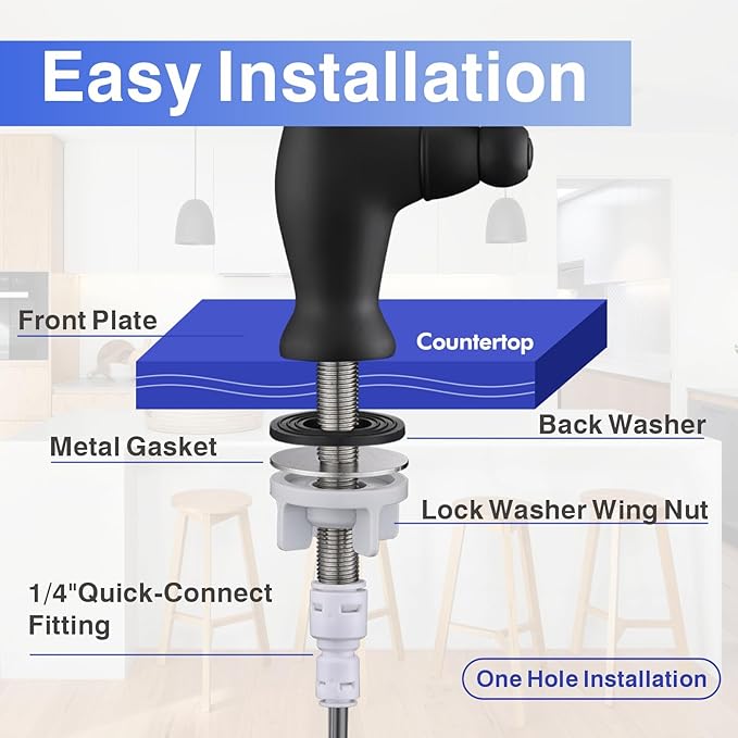 Drinking Water Faucet for Kitchen Sink, Reverse Osmosis Water Filtration Faucet for Bar Sink, Matte Black and Stainless Steel, B10