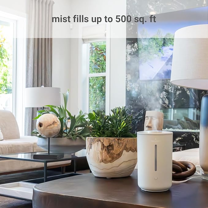 Hey Dewy Wellness Humidifier - for home, office, bathroom spa, or bedroom, with cool utrasonic mist hydration (Sand)