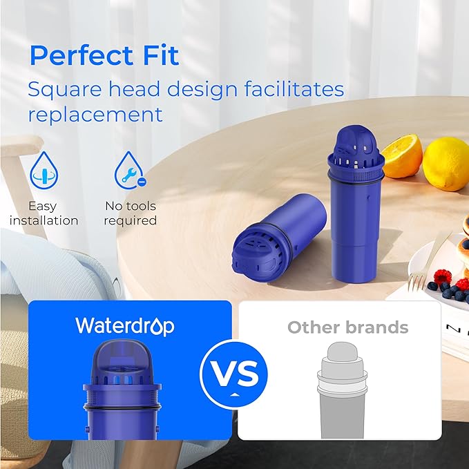 Waterdrop Replacement for Pur® Water Filter, CRF-950Z NSF Certified Pitcher Water Filter, Compatible with Pur® Pitchers and Dispensers PPT700W, CR-1100C and PPF951K, Pack of 4
