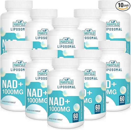 Liposomal NAD+ Supplement 1000 mg | Highest NAD Pontecy | Max Absorption | Pure NAD Supplement | Energy and DNA Repair, Aging Defense, Brain Function | 600 Softgels