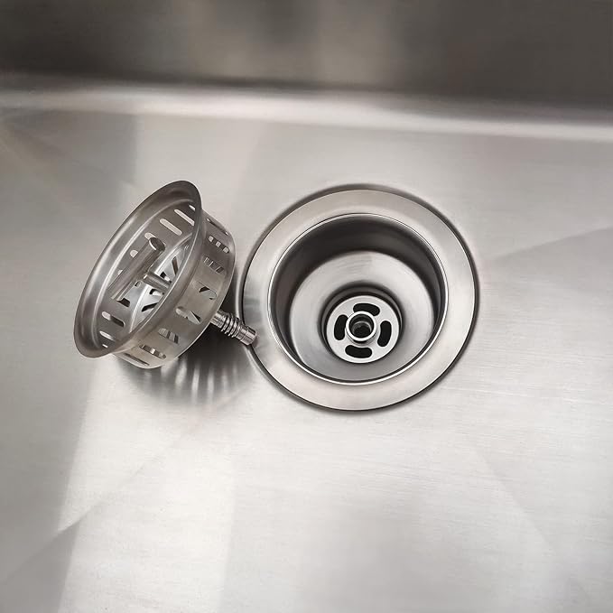 3-1/2 Inch Brushed Nickel Sink Strainers for Kitchen Sink, Stainless Steel Kitchen Sink Drain Strainer Assembly with Strainer Basket And Drain Stopper, US Standard Kitchen Sink Drain Replacement