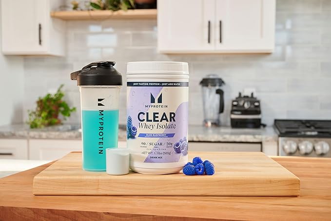 Myprotein Clear Whey Isolate Protein Powder, 1.1 Lb (20 Servings) Blue Raspberry, 20g Protein per Serving, Naturally Flavored Drink Mix, Daily Protein Intake for Superior Performance