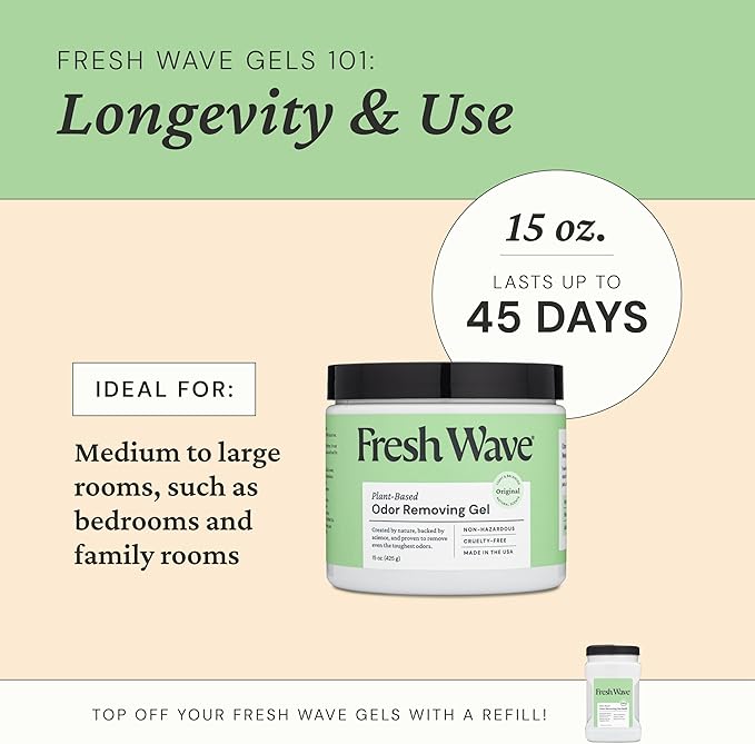 Fresh Wave Odor Removing Gel, Original 15 oz. & Lavender 7 oz.| Safer Odor Absorbers for Home | Natural Plant-Based Odor Eliminator | Every 7 oz. Lasts 15-30 Days | for Cooking, Trash & Pets