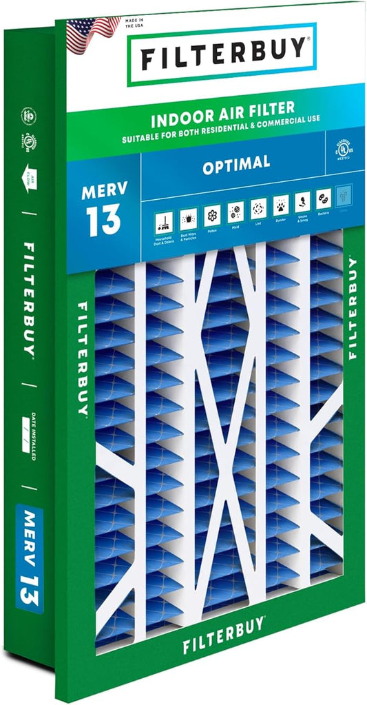 Filterbuy 20x30x5 Air Filter MERV 13 Optimal Defense (1-Pack), Pleated HVAC AC Furnace Air Filters Replacement for Honeywell Return Grille (Actual Size: 18.38 x 28.63 x 3.69 Inches)