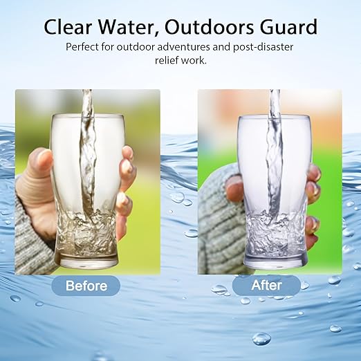 Water Purifier Survival Water Purification - Water Filter Camping Filtration System Survival Emergency, Hand Pump, 1.5L/Min High-Volume, 3-Stage Water Purification System for Group Camping and Etc