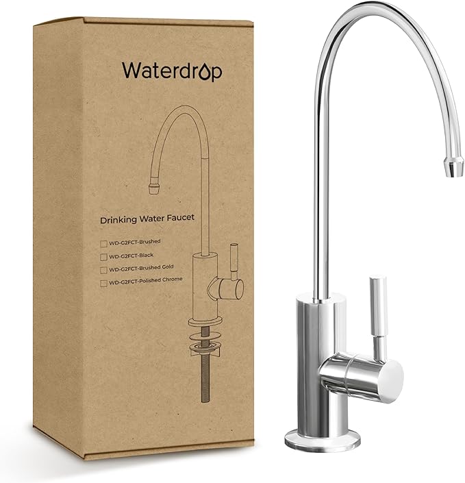 Waterdrop Filtered Water Faucet, Drinking Water Faucet, Reverse Osmosis Faucet, RO Faucet, RO Water Faucet, Water Filter Faucet for Kitchen Sink, Stainless Steel, Lead-Free, Polished Chrome