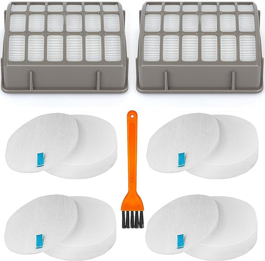 for Shark Navigator Professional NV60 NV70 NV80 Replacement Filter Upright Vacuum, with Shark Powered Lift-Away Corded Vacuum NV71 NVC80C NV90 NV95 UV420 Parts XFF80 XHF80, 8 Foam Felt+ 2 HEPA Filters