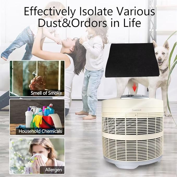 Universal Air Cleaner Carbon Replacement Pre-Filters Compatible with Honeywell 50250-S Round Air Purifier (3 Piece)