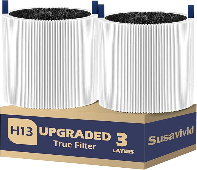 Mini Max Air Filter Replacement Compatible with Blue Pure Mini Max, 3-in-1 H13 Replacement Filter, Pre-Filter Activated Carbon for Blue Mini Max Air Purifier, 2 PC, White