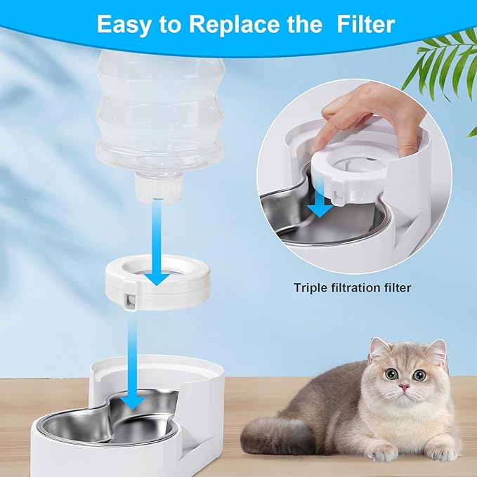 4 Pack Replacement Filters for 3L/3.6L/4.6L/6L/8L Gravity Dog/Pet Water Dispenser, Dog Water Filter Replacement, Triple Filtration Pet Fountain Filter, Water Feeder Filter for Cat and Dog