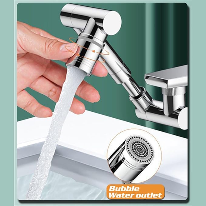 1440° Rotating Universal Faucet Extender with 2 Spray Modes - Adjustable Splash-Free Aerator for Kitchen & Bathroom Sinks, Timnamy Faucet Attachment,For Washing Hair/Face/Dishes (2, Silver)
