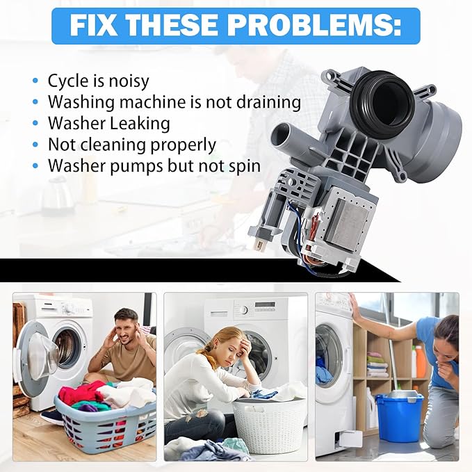 WPW10605427 W10425238 Washer Drain Pump Compatible with Whirlpool Duet Drain Pump Maytag Amana Crosley Washing Machine Replacement Parts W10605427 W10799064 W10799065 W10903216 W10918044 AP6023357